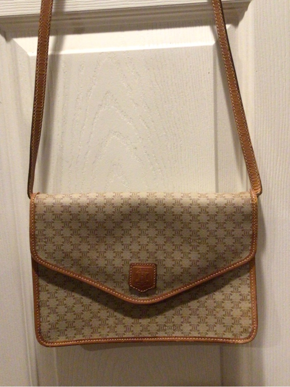 Classic Tan Patterned Crossbody Bag